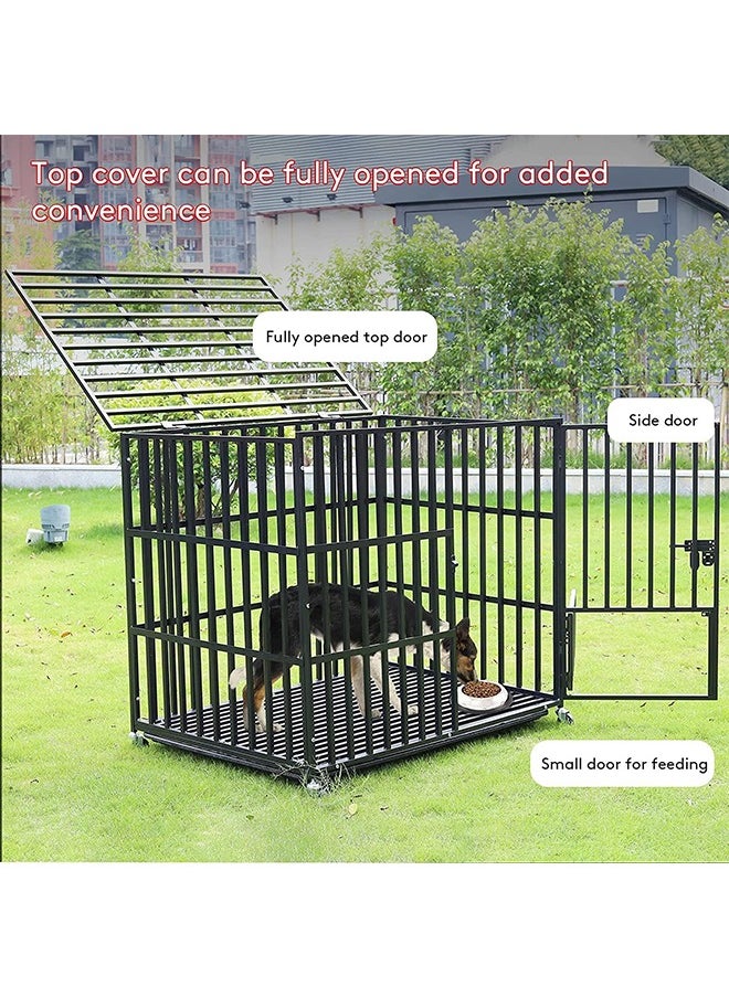 Generic - Wisfor Heavy Duty Dog Crate: 46 inch Extra Large Pet Cage on Wheels with Tear Resistant Square Tube - Metal Military Puppy Kennel with 2 Prevent Escape Lock and Tray XXL - Image 1