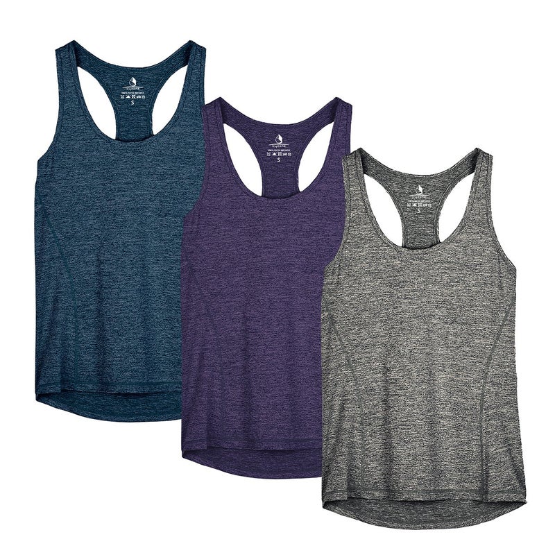 icyzone Workout Tank Tops for Women - Racerback Athletic Yoga Tops, Running Exercise Gym Shirts(Pack of 3)(L, Royal Blue/Purple/Charcoal) - Image 1