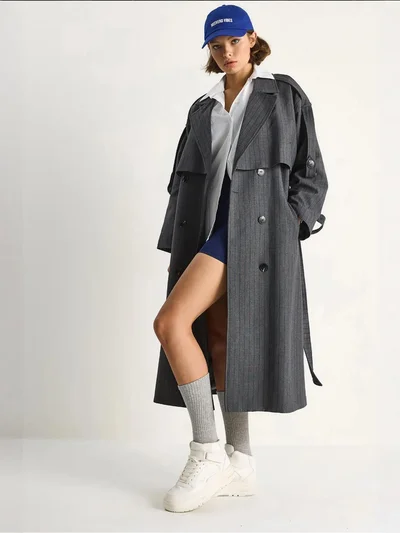 بيانكو لوتشي معطف ترنش قطني متوسط الطول من لوتشي بياقة مزدوجة