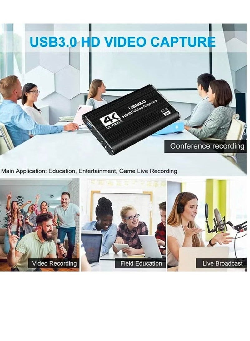 4K HDMI to USB 3.0 Video Capture Card - 1080P/60fps Zero Latency Live Streaming, LPCM Audio, Multi-OS Plug  Play, Wide-Temperature Design for Gaming/DSLR/Conference Recording - Image 5