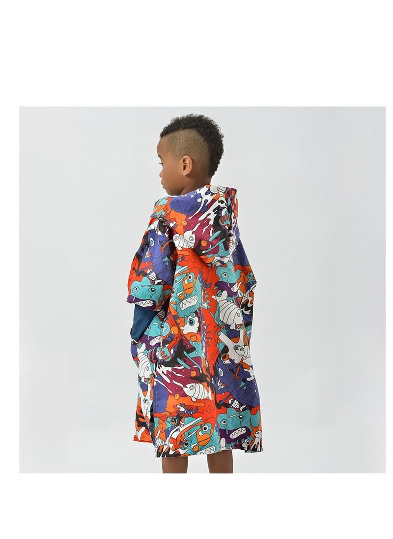 Y&D Children'S Beach Cape,Hooded Beach Towel,Super Soft Plush Bath Cap,Suitable For Boys And Girls(Comic Design)  - Image 1