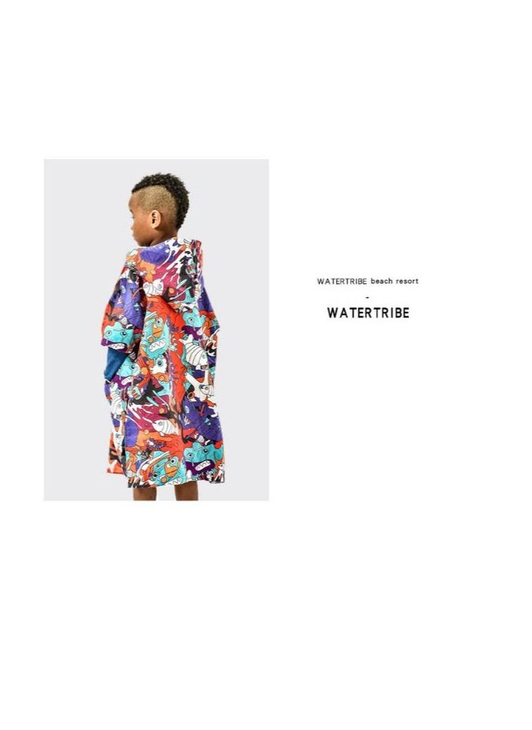 Y&D Children'S Beach Cape,Hooded Beach Towel,Super Soft Plush Bath Cap,Suitable For Boys And Girls(Comic Design)  - Image 3
