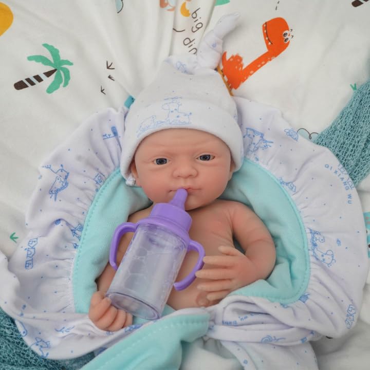 Mire & Mire Mire  Mire Reborn Baby Dolls 12 Boy Micro Preemie Full Body Silicone Baby Doll Realistic Open Eyes Baby Doll Blue Pink - Image 5
