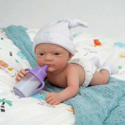 Mire & Mire Mire  Mire Reborn Baby Dolls 12 Boy Micro Preemie Full Body Silicone Baby Doll Realistic Open Eyes Baby Doll Blue Pink - Image 1
