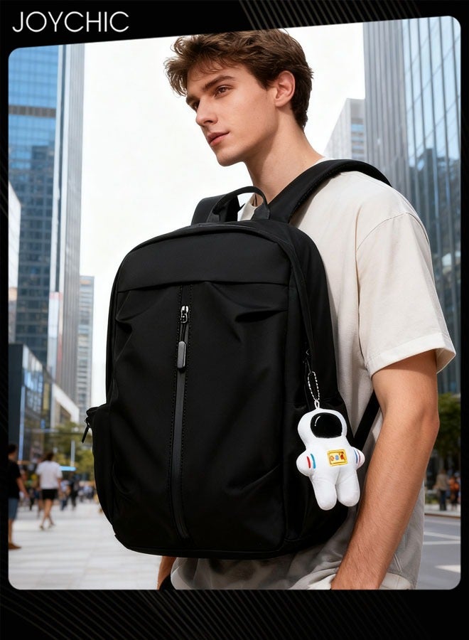 جوي شيك حقيبة ظهر للأعمال مضادة للسرقة من البوليستر بتصميم جديد، حقيبة كتب مضادة للماء، حقيبة مدرسية ذات سعة كبيرة مع قلادة رائد الفضاء باللون الأسود - Image 1