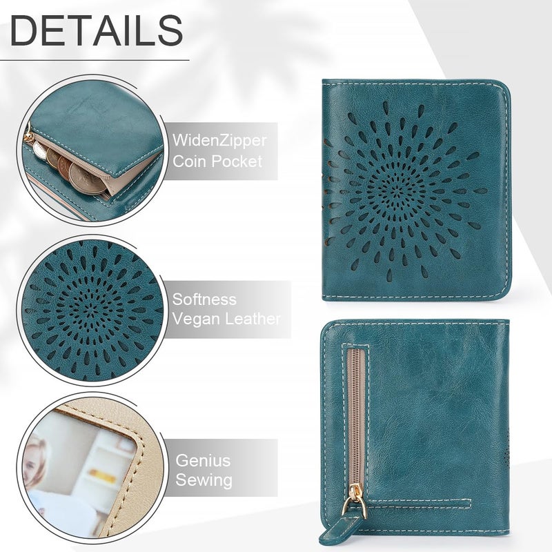 APHISON Womens Wallet, Slim Small Wallet for Women RFID Wallet Women Sunflower Leather ID Credit Card Holder whit Zipper Coin Pocket Bifold Compact Wallet - Image 4
