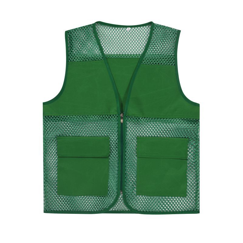Fishing net vest custom printed logo early education trusteeship training counseling overalls advertising volunteers volunteer vest Green - Image 1