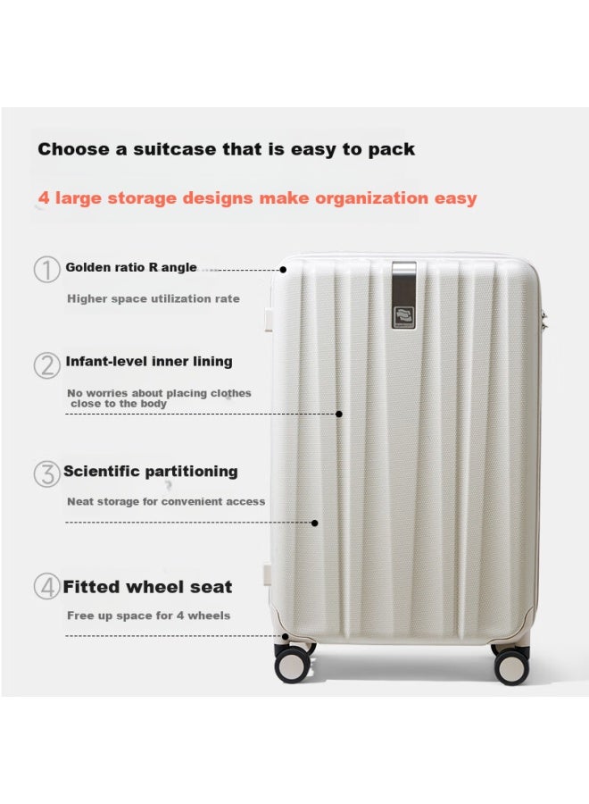 Hanke Luggage حقيبة سفر عربة نسائية حقيبة رجالي صندوق صعود طابقين سحاب راية صندوق رمز سفر صندوق 20 بوصة أبيض - Image 4
