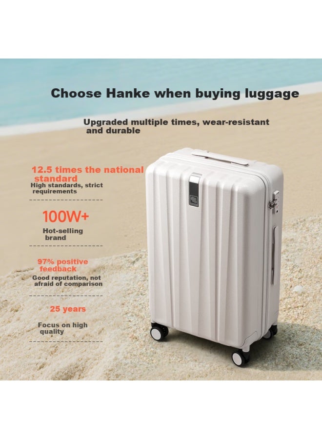 Hanke Luggage حقيبة سفر عربة نسائية حقيبة رجالي صندوق صعود طابقين سحاب راية صندوق رمز سفر صندوق 20 بوصة أبيض - Image 1