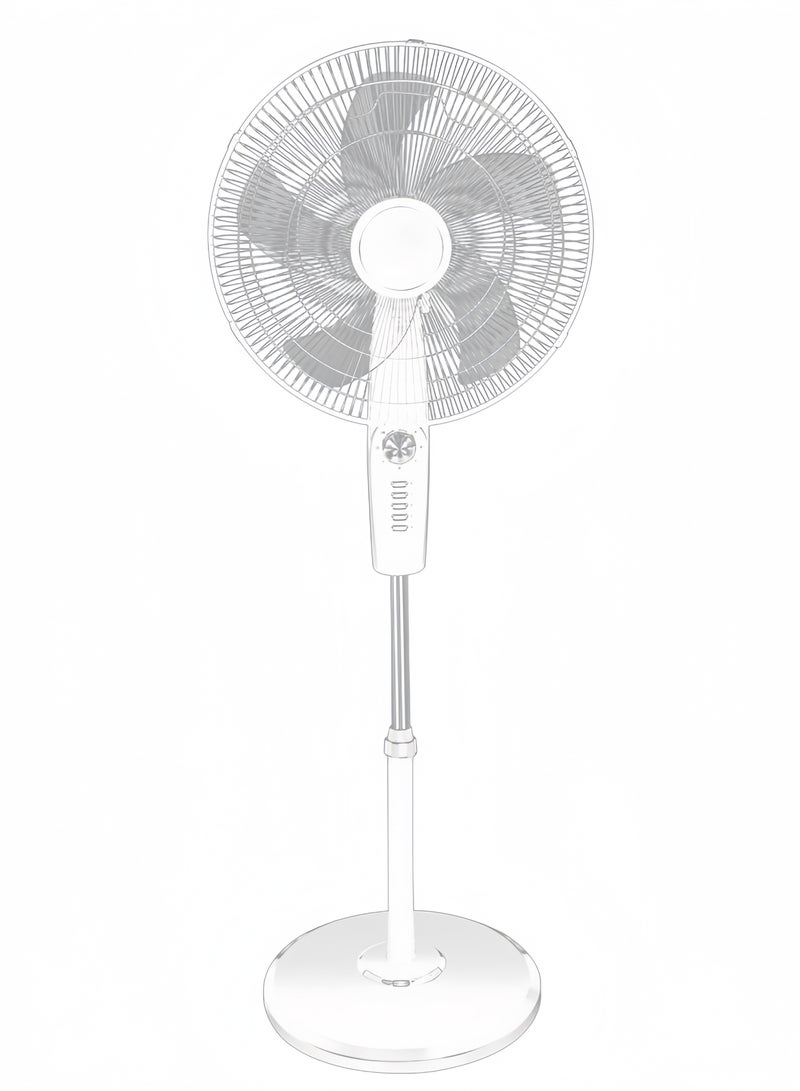 GGEROU Pedestal Stand Fan,18 inch,3D Oscillation Directions, 4 Speed& Adjustable Height,5 Fan Leaf Power Saving with 2 Hours Timer floor fan for Bedroom Home Office, White  - Image 1