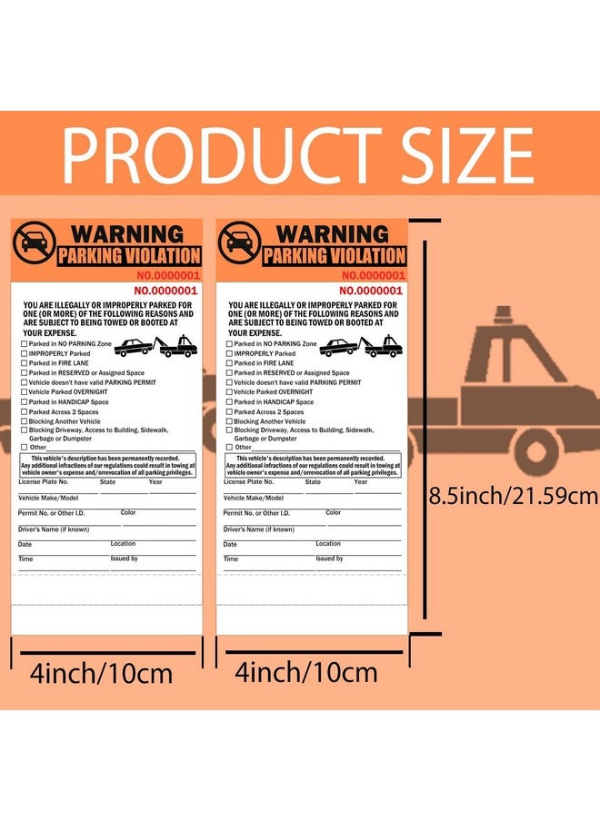 Pop Resin - 2-Part Carbonless Perforated Numbered Parking Violation Warning Sticker Book 4 X 8.5 Inch - Parking Violation Ticket Tow Warning Illegally Parked Tickets For Car Window 50 Pack - Image 1