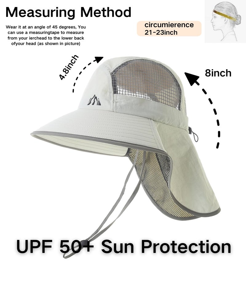 Moon Kitty UV Sun Protection Hat Women Foldable Neck Flap Wide Brim Fishing Hat with Ponytail Hole for Women - Image 4