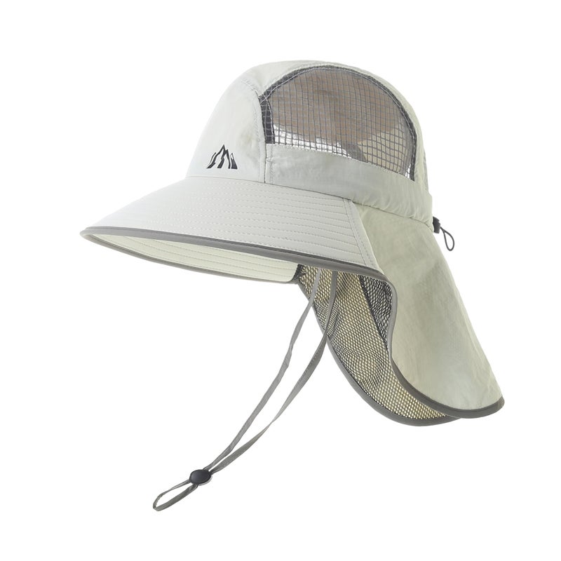 Moon Kitty UV Sun Protection Hat Women Foldable Neck Flap Wide Brim Fishing Hat with Ponytail Hole for Women - Image 1