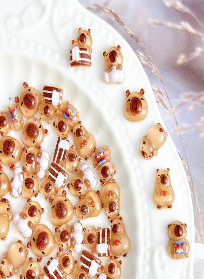 Rexinc 110PCS Mini Resin Capybara Decor for Dollhouse Resin Tiny Animals Figures to Hide Cute capibaras Gifts for Crafts Micro Miniature Capybara for Fairy Garden Micro Landscape Decoration - Image 5