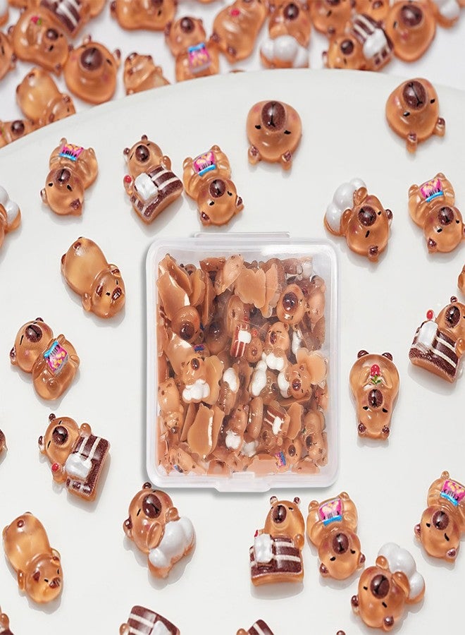 Rexinc 110PCS Mini Resin Capybara Decor for Dollhouse Resin Tiny Animals Figures to Hide Cute capibaras Gifts for Crafts Micro Miniature Capybara for Fairy Garden Micro Landscape Decoration - Image 3