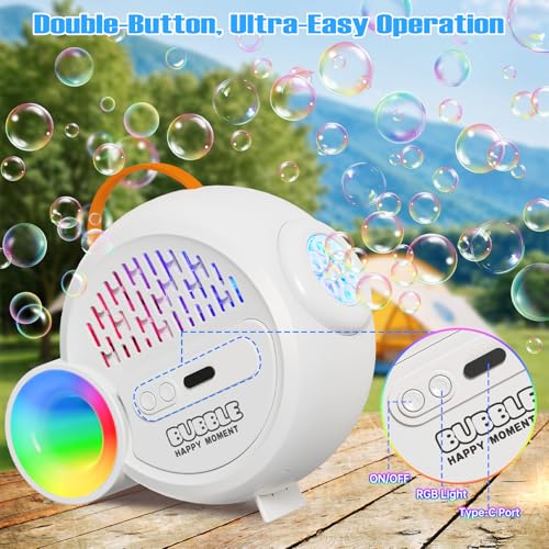 IFLOVE Bubble Machine for Kids ToddlersAutomatic Bubble Maker with RGB LightRechargeable TypeC Charge Bubble BlowerBubble Toy for 3 4 5 6 7 Year Old Boy GirlOutdoor Party Wedding Birthday Gifts - Image 5