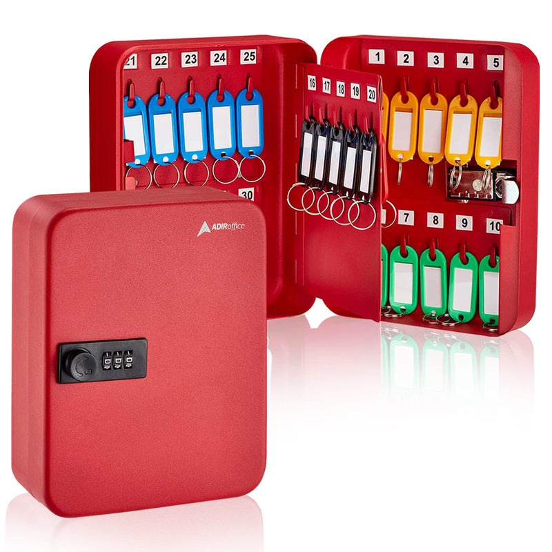 AdirOffice Steel Combination Lock Keys Cabinet Security Storage Box Organizer Holder Locked Key Box Wall Mount 30 Slots