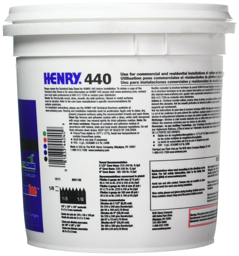 Henry, WW Company 12111 12111 GAL Cove Base Adhesive - Image 2
