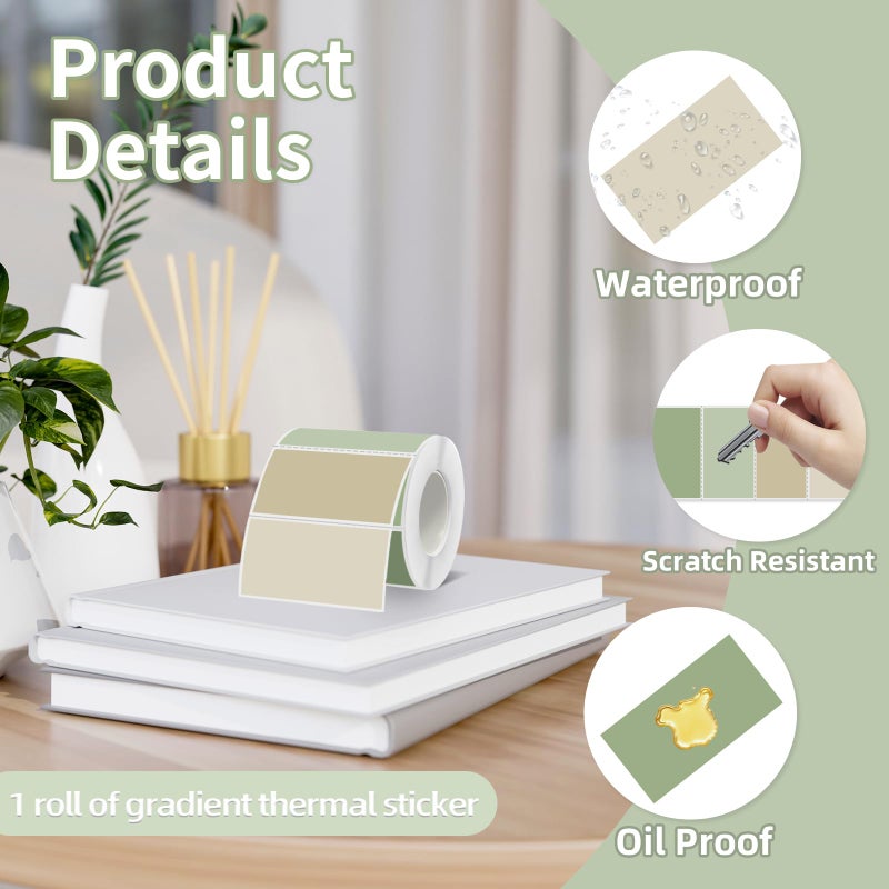 Starboling 2x1 Thermal Labels,Address Barcode Self-Adhesive Thermal Printer Stickers for Logo Design,Name/Price Tag,Addressï¼ˆGreen Gradientï¼‰ - Image 3