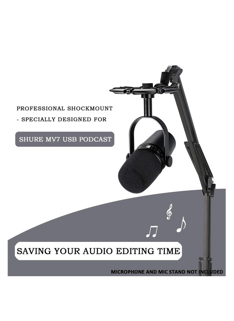 SYOSI - MV7 Shock Mount, Reduces Vibration Noise, Professional Shockmount, Matching Mic Boom Arm Stand, Compact Design, Boom Arm Capability, More Streamlined Design Compatible for Shure MV7 Mic - Image 1