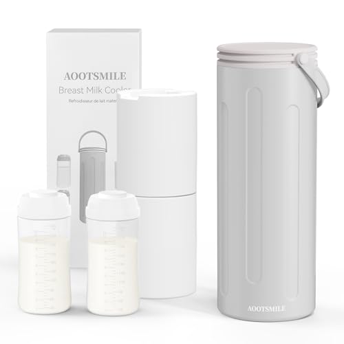 AOOTSMILE Portable Breast Milk Cooler for Travel, 22oz Large Capacity Breastmilk Chiller for Working Moms, 360° Cooling Keeps Milk Chilled 24 Hours, Includes 2 Baby Bottles, Breastfeeding Essentials - Image 1