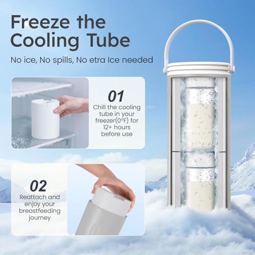 AOOTSMILE Portable Breast Milk Cooler for Travel, 22oz Large Capacity Breastmilk Chiller for Working Moms, 360° Cooling Keeps Milk Chilled 24 Hours, Includes 2 Baby Bottles, Breastfeeding Essentials - Image 4