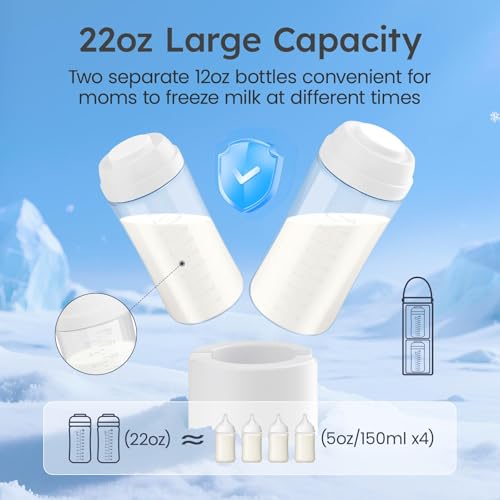 AOOTSMILE Portable Breast Milk Cooler for Travel, 22oz Large Capacity Breastmilk Chiller for Working Moms, 360° Cooling Keeps Milk Chilled 24 Hours, Includes 2 Baby Bottles, Breastfeeding Essentials - Image 5