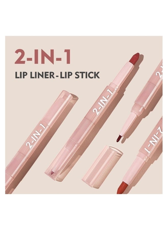 Lip Liner and Lipstick Set 6 Pcs Long Lasting Double Ended Lipstick Set - Image 2