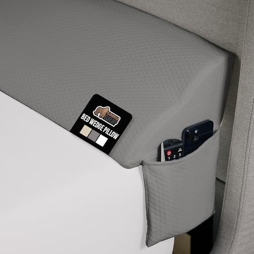 GORILLA GRIP Patent Pending King Bed Wedge Pillow Headboard Gap Filler, US Designed, Comfortable Supportive High Density Foam Pillows, Stay in Place Gripping Dots, Wedges Between Mattress, Soft Gray - Image 1