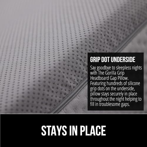 GORILLA GRIP Patent Pending King Bed Wedge Pillow Headboard Gap Filler, US Designed, Comfortable Supportive High Density Foam Pillows, Stay in Place Gripping Dots, Wedges Between Mattress, Soft Gray - Image 4
