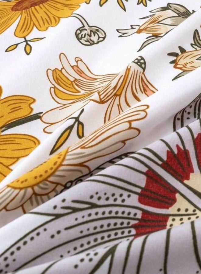 LUNA Home King size 6 pieces duvet cover set, brown floral pattern, boho style. - Image 4