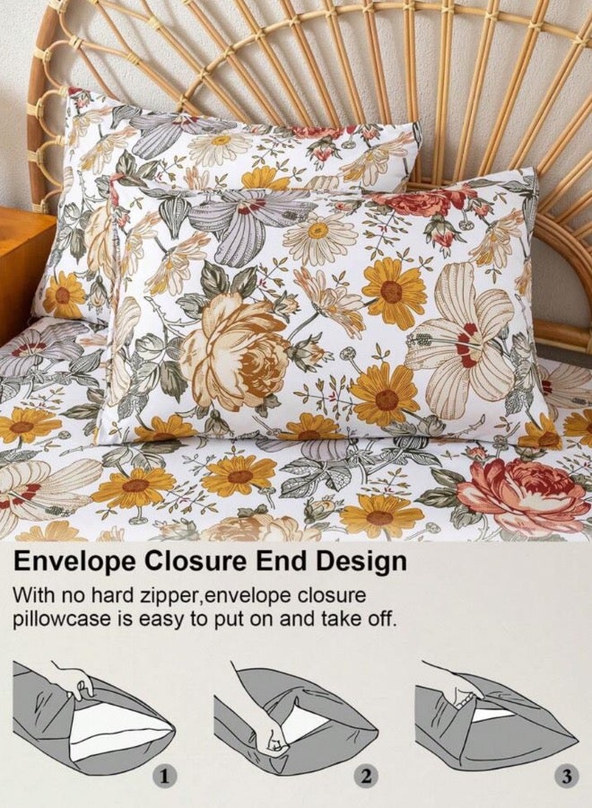 LUNA Home King size 6 pieces duvet cover set, brown floral pattern, boho style. - Image 5