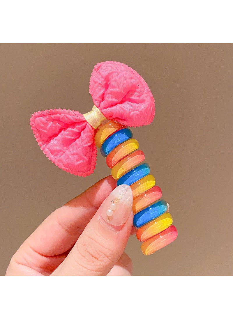 Generic - Chic Heart Bubble Braid Hair Ties Elastic Ponytail Holders 1087#6 Cloth Bow Color - Image 1