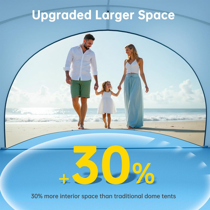Raynesys Beach Tent Sun Shelter, Beach Shade Tent with UPF50+ UV Protection, Portable Sun Shelter for 1-3 Person, Shade Tents with 2 Zippered Doors for Sand Camping Fishing, Blue - Image 2