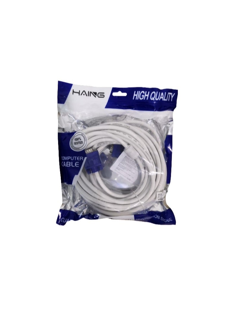 Haing VGA TO VGA WHITE CABLE 10 METERS HAING 3+4 OD7.0 Hi-0010-VGA  - Image 2