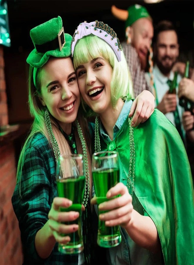 CEALXHENY Women's Green Shamrock Rhinestone Knotted Headband - Embellished Hair Accessories for Irish Holiday Outfits and Gifts - Image 2