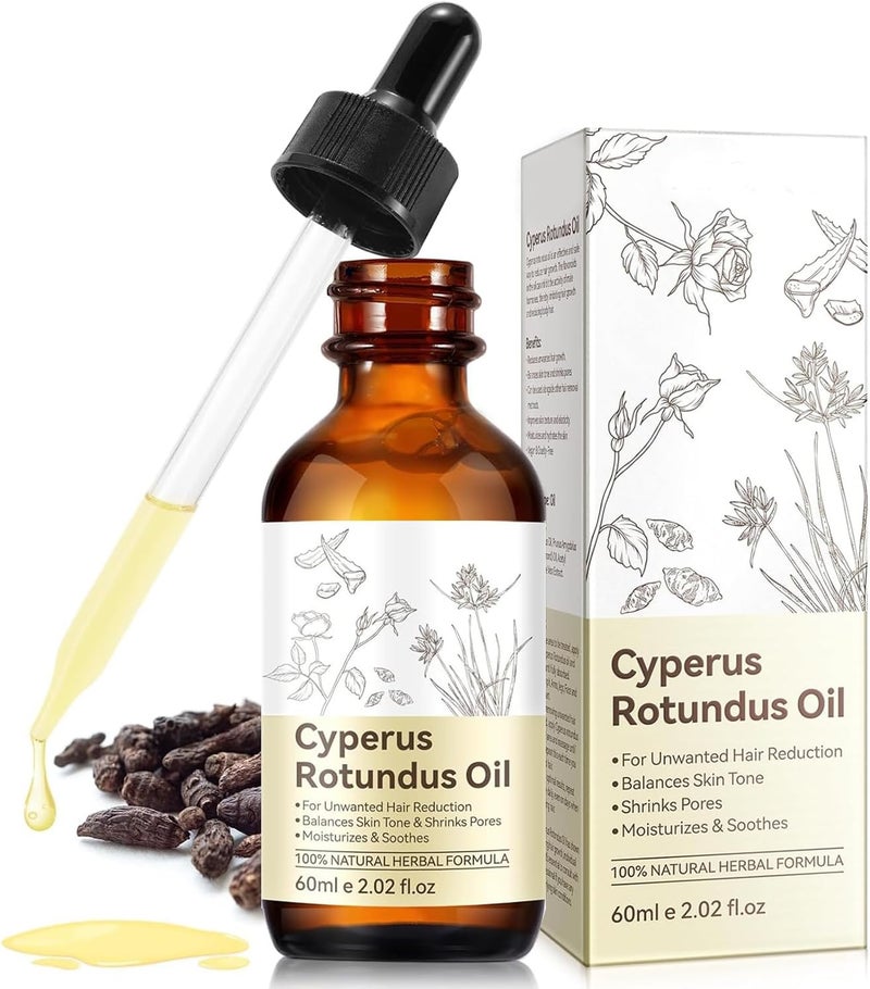 Tenmokus Cyperus Rotundus Oil, 60ml Natural Cyperus Rotundus Oil for Hair Removal, Reduces Body Hair Growth, Moisturizes & Soothes the Skin, Suitable for All Skin  Types - Image 2