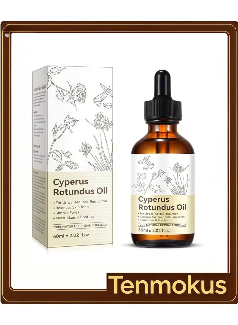 Tenmokus Cyperus Rotundus Oil, 60ml Natural Cyperus Rotundus Oil for Hair Removal, Reduces Body Hair Growth, Moisturizes & Soothes the Skin, Suitable for All Skin  Types - Image 1