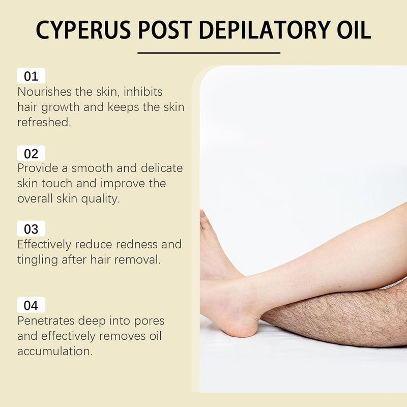 Tenmokus Cyperus Rotundus Oil, 60ml Natural Cyperus Rotundus Oil for Hair Removal, Reduces Body Hair Growth, Moisturizes & Soothes the Skin, Suitable for All Skin  Types - Image 5