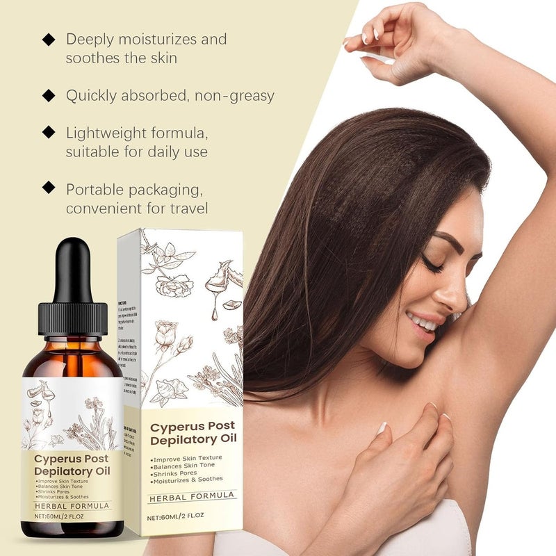 Tenmokus Cyperus Rotundus Oil, 60ml Natural Cyperus Rotundus Oil for Hair Removal, Reduces Body Hair Growth, Moisturizes & Soothes the Skin, Suitable for All Skin  Types - Image 4