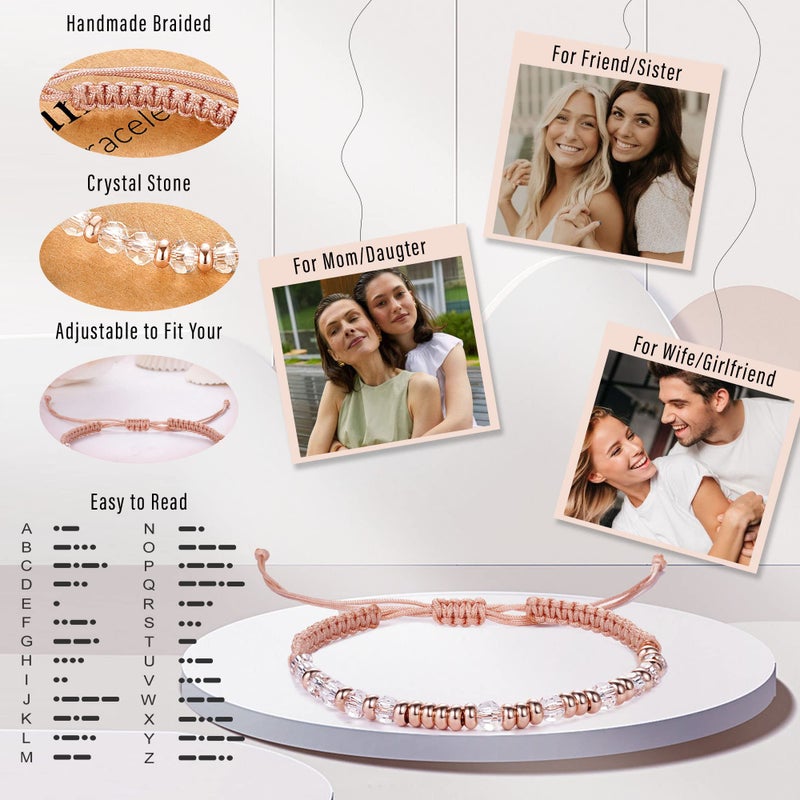 Btysun Mothers Day Gifts for Friend, Sisters Gifts from Sister Morse Code Bracelets for Women Stocking Stuffers for Teens Adjustable Best Friend Bracelet Soul Sister Anniversary Birthday Gift for Her Christams Jewelry - Image 3