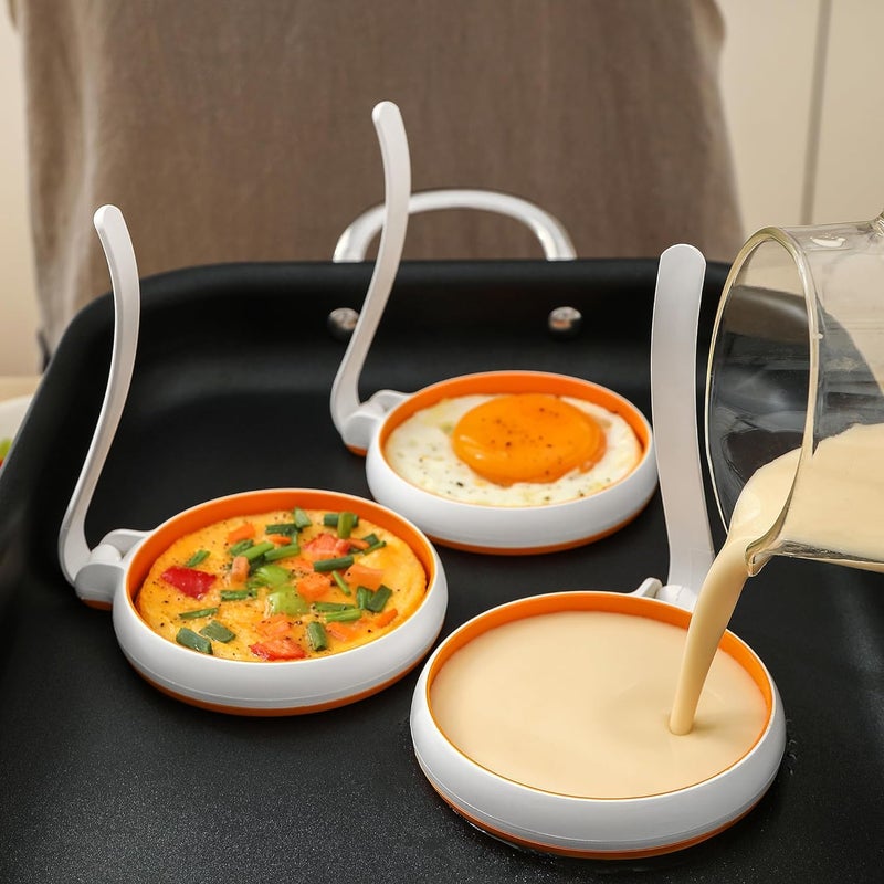 SEVIA Sevia Silicone Fried Egg Rings Set, Round Mold for Pancakes, Breakfast Sandwich, Nonstick Egg Ring for Frying Eggs Kitchen Egg Fry Ring (3) - Image 4