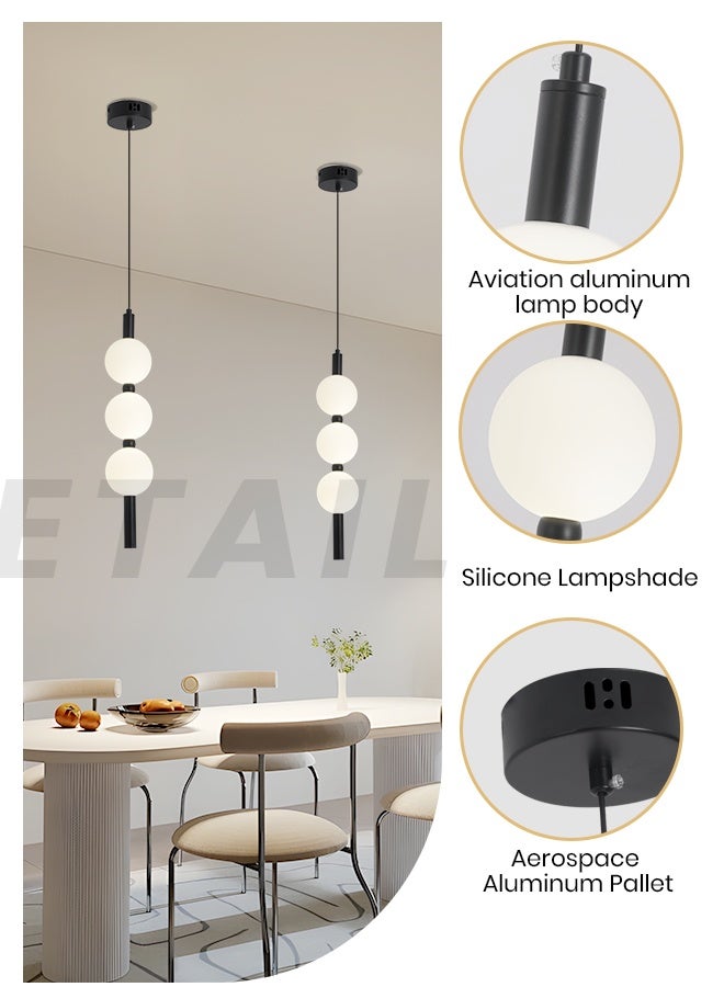 YATAI LIGHTING Modern 3-Globe LED Pendant Light, Adjustable Height Dimmable Hanging Lamp with 3-Color Modes, Black Aluminum & Acrylic Spheres for Dining, Kitchen, Bedroom, 6W 3000K-6000K - Image 4