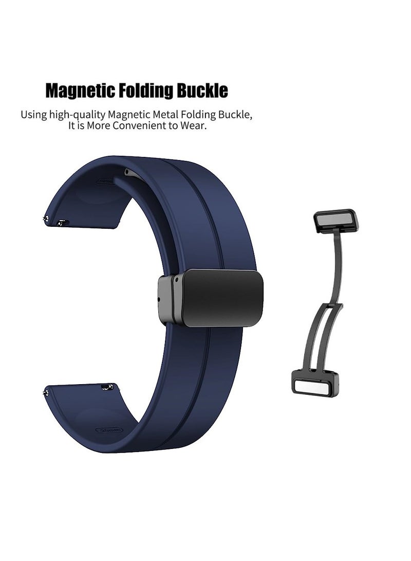 سوار ساعة سيليكون بإبزيم مغناطيسي مقاس 22 مم متوافق مع حزام مقاس 22 مم لساعة CMF Watch Pro/CMF Watch Pro 2 - (الحزام فقط) أزرق - Image 2