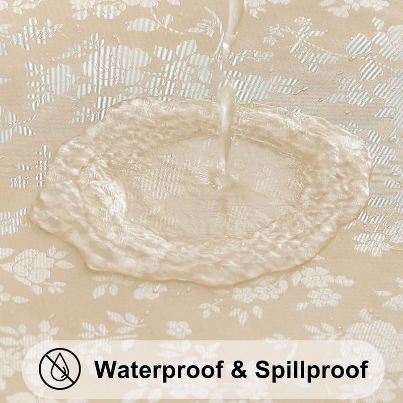 smiry (150cm x 300cm, Beige) - Waterproof Vinyl Tablecloth, Rectangle Stain-Proof Oil-Proof Heavy Duty Table Cloth, Wipeable Table Cover for Kitchen and Dining Room (Beige, 150cm X 300cm) - Image 4