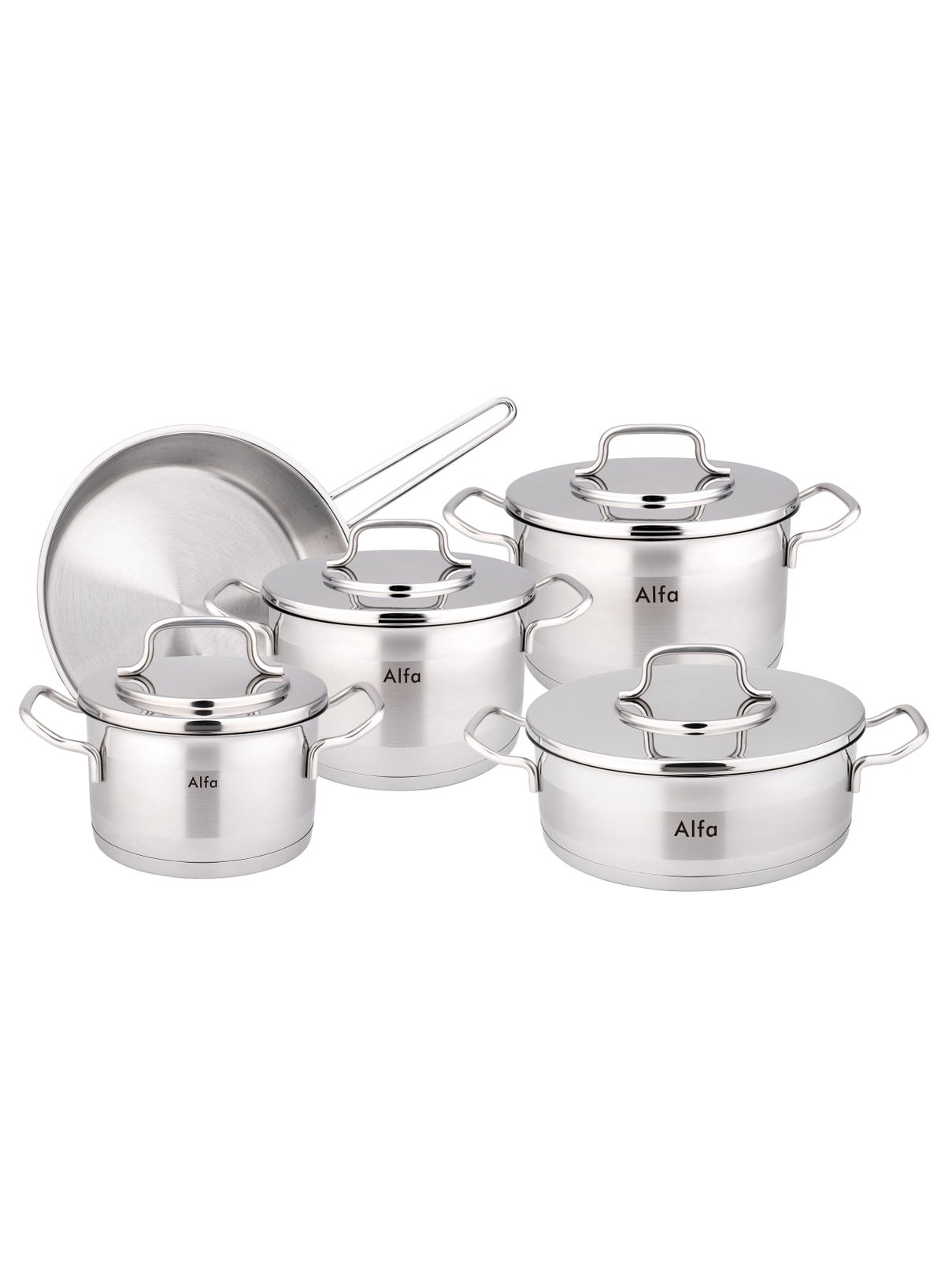 ALFA Alfa 9-Piece Premium Cookware Set – 18/10 Cr-Ni Stainless Steel ...