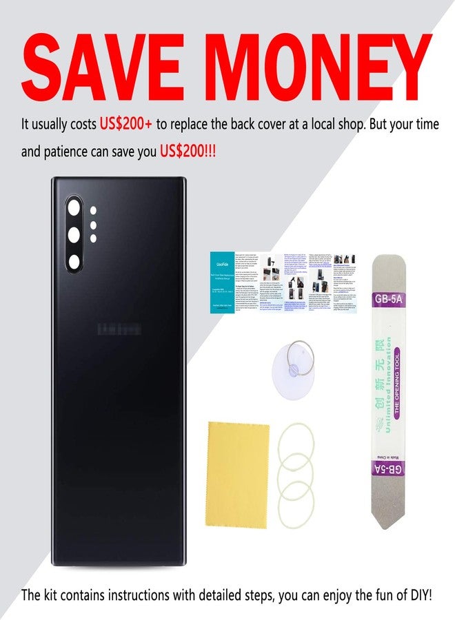 UooFide Compatible for Samsung Galaxy Note 10+ Plus Back Glass Cover Replacement 6.8-Inches SM-N975U All Carriers with Installation Manual + Repair Tool Kit (Aura Black) - Image 5