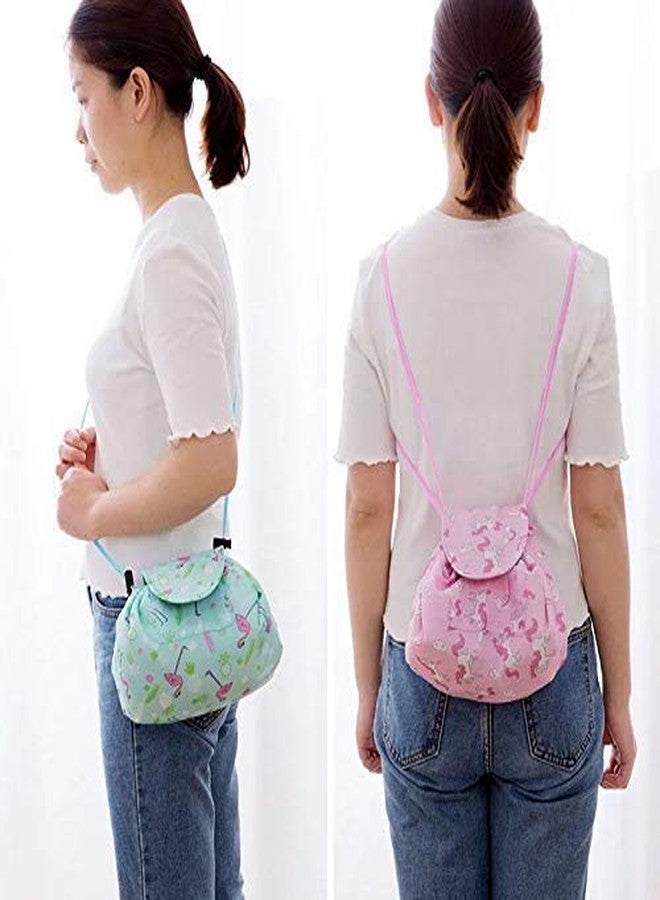 ERHETUS Stylish Portable Lazy 20 Cms Cosmetic Bag with Drawstrings | Convenient & Waterproof Makeup Pouch for Girls | Large Capacity Storage Pouches | Toiletry Bags for Women (Grey Flamingo) - Image 4