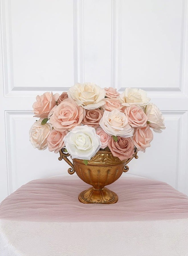FACINOC Roses Artificial Flowers Bouquet Combo Box Set Fake Flowers Bulk for DIY Bridal Baby Shower Decorations Wedding Centerpieces for Table Silk Floral Arrangements Party Home Decor Indoor Peach - Image 5