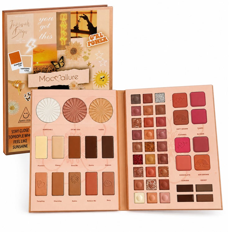 Me Now All-in-One Makeup Palette Cosmetic Set Eyeshadow Blush Highlighter Pressed Powder Brow Shades Book Style Multi Color Face Eye Kit - Image 1